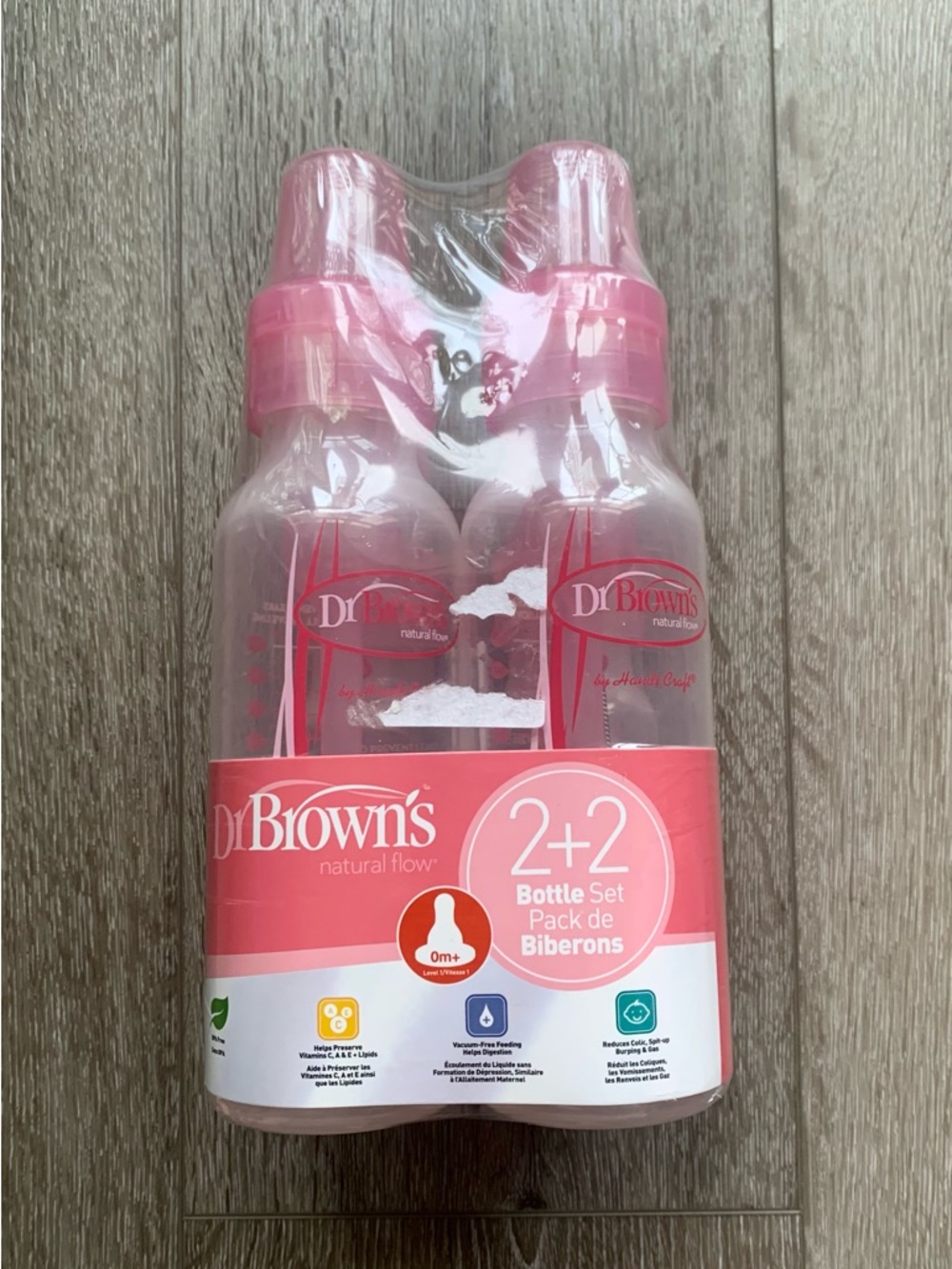 Dr. Brown's Pink 2+2 Baby Bottle Set - Natural Flow
